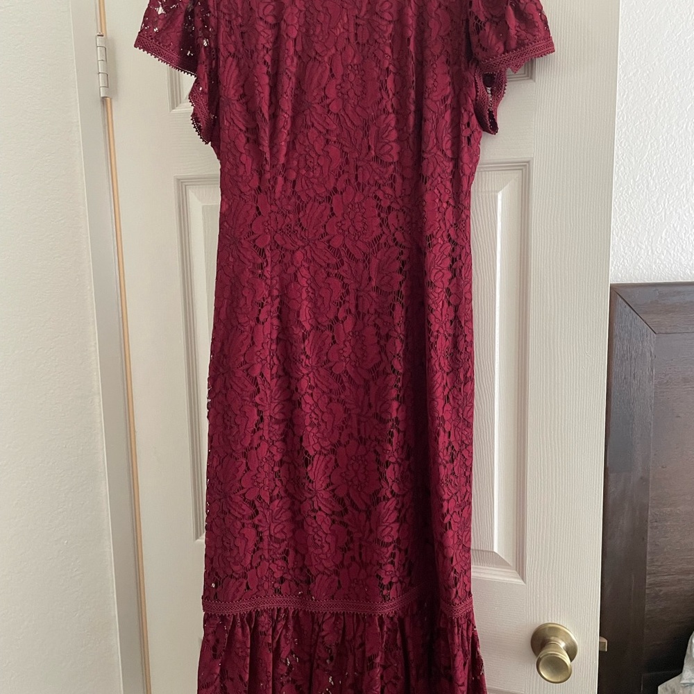 Rachel Parcell Lace Ruffle Hem Sheath Dress